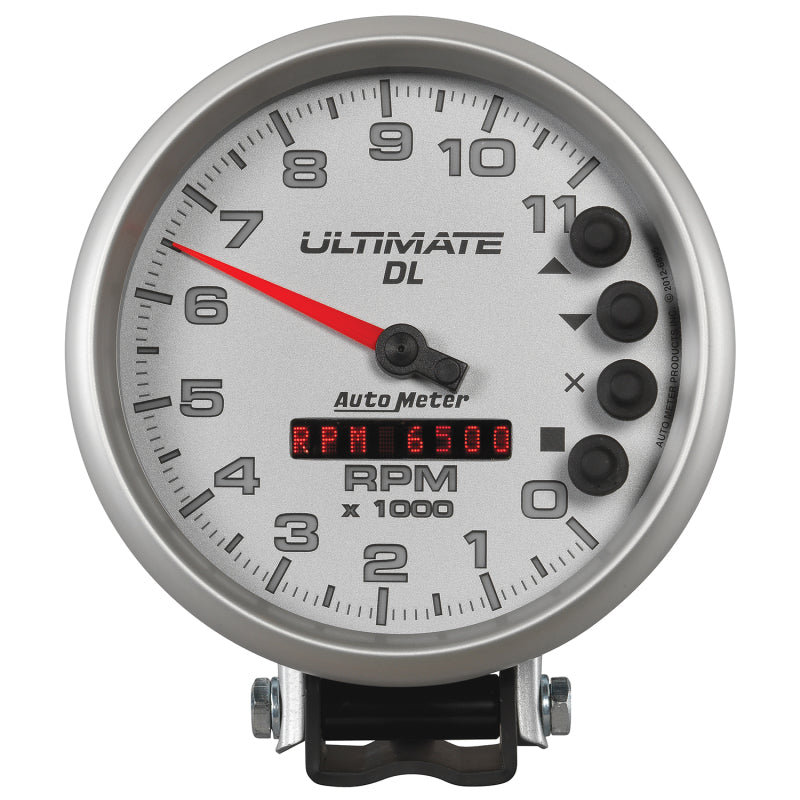 Autometer 5 inch Ultimate DL Playback Tachometer 11000 RPM - Silver Performance Monitors AutoMeter