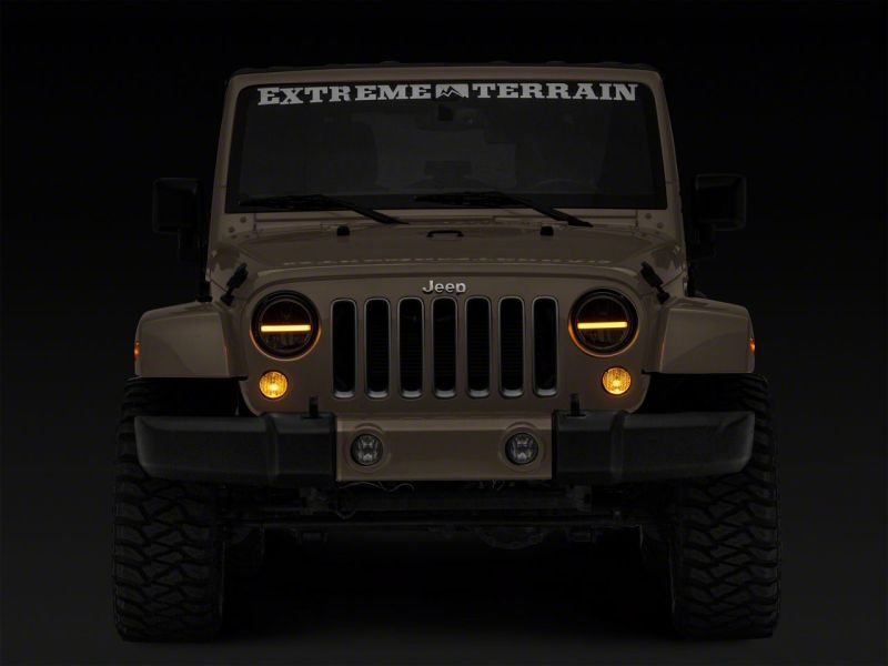 Raxiom 97-18 Jeep Wrangler TJ & JK Axial 7-In LED Headlights w/ DRL - Black Housing (Clear Lens) Headlights Raxiom