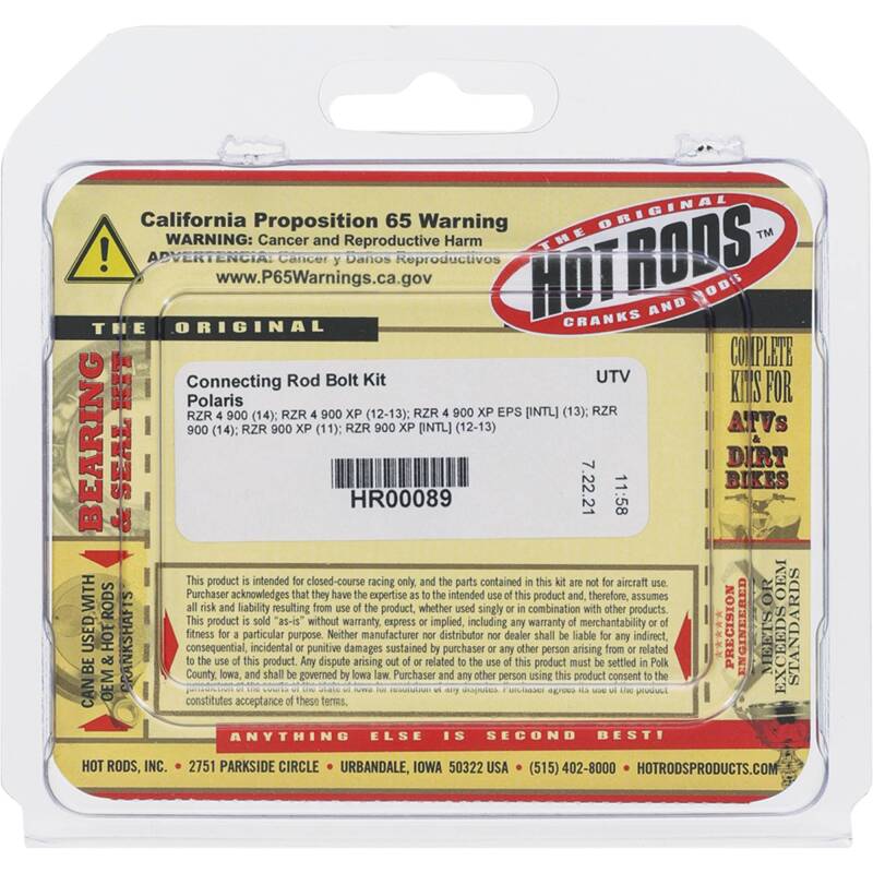 Hot Rods 2011 Polaris RZR 900 XP 900cc Connecting Rod Bolt Kit Connecting Rods - Powersports Hot Rods