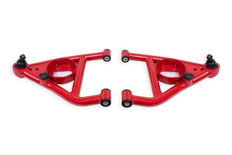 BMR 68-74 Chevrolet Nova w/ Bump Stops Lower A-Arms w/ STD. Ball Joint (Delrin) - Red Control Arms BMR Suspension