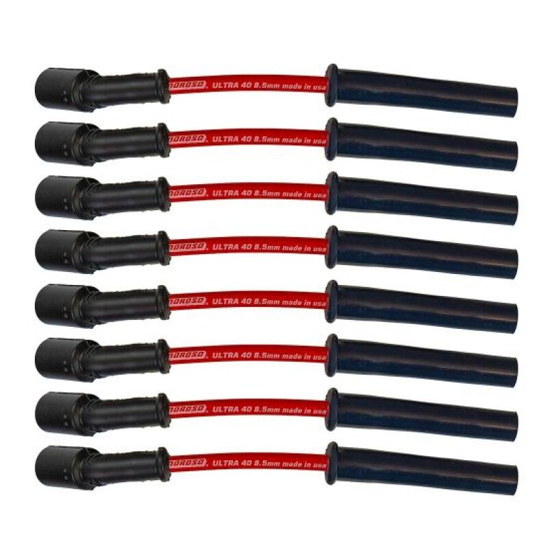 Moroso GM LS 5.7L/6.0L/6.2L/7.0L Ultra 40 8.5mm Multi-Angle Boot Ignition Spark Plug Wire Set - Red Spark Plug Wire Sets Moroso
