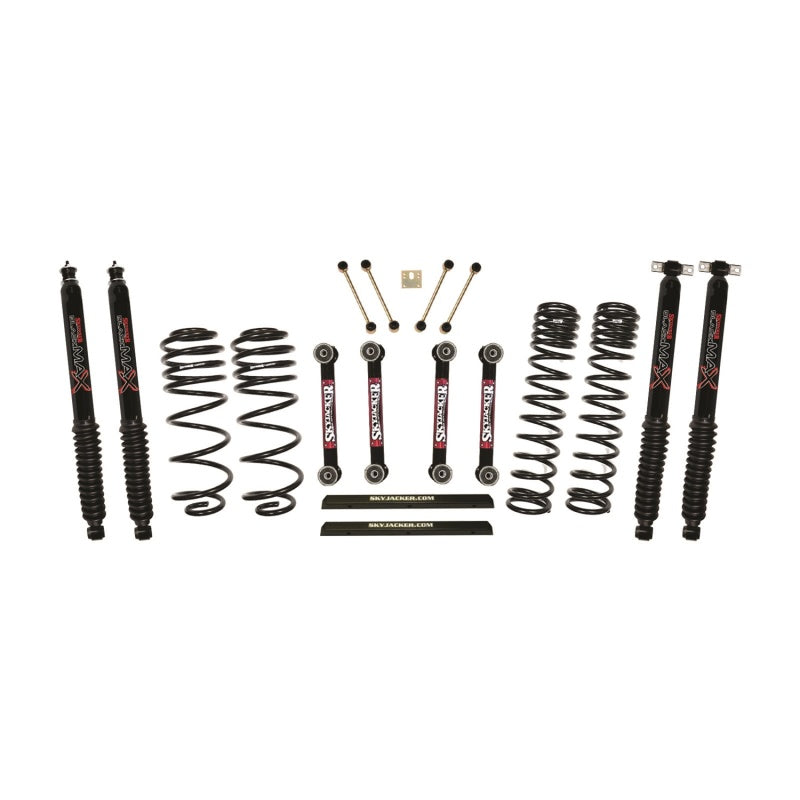 Skyjacker Jeep TJ/LJ 4in Dual Rate Long Travel Front/Rear Kit w/ Black Max Shocks Lift Kits Skyjacker