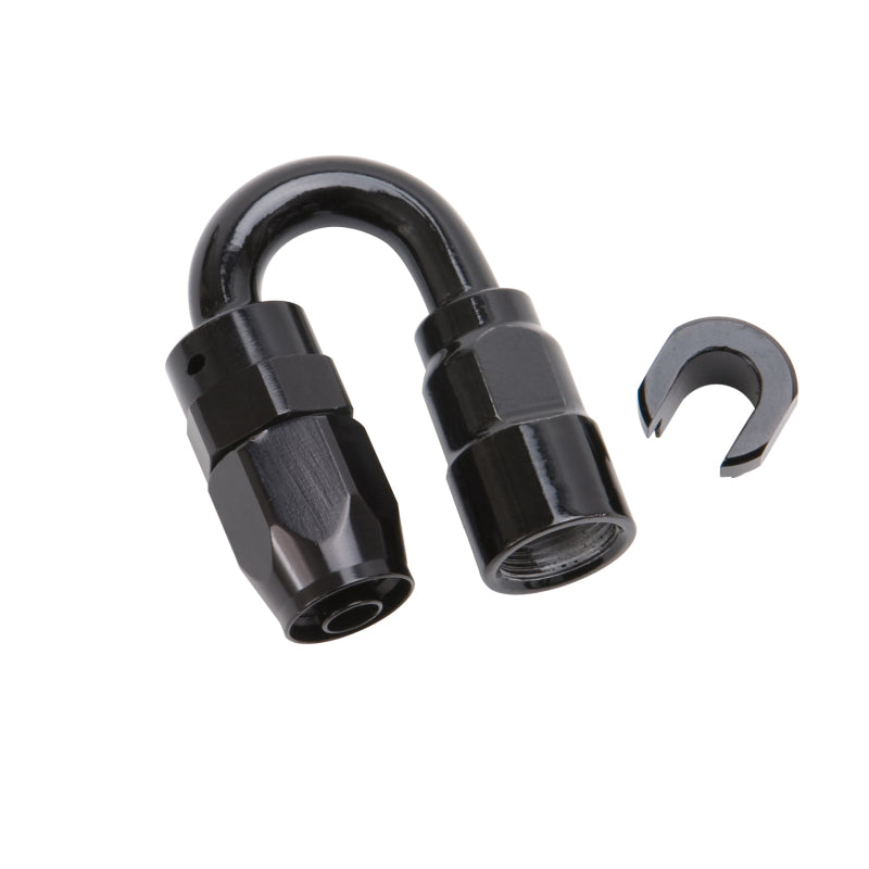 Russell Performance 3/8in SAE Quick Disc Female to -6 Hose Black 180 Degree Hose End Fittings Russell