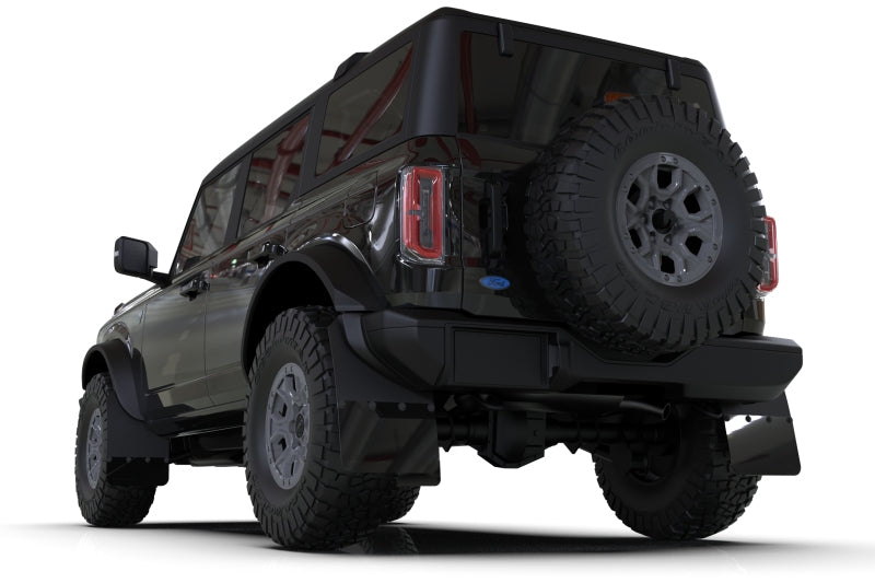 Rally Armor 21-25 Ford Bronco (Steel Bmpr - NO Rptr/Sprt - NO RR/RB) Blk Mud Flap w/Red Logo Mud Flaps Rally Armor