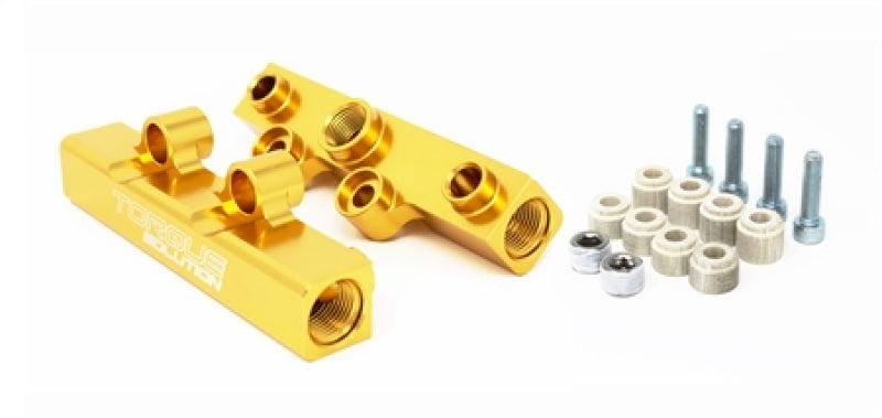 Torque Solution Top Feed Fuel Rails: 02-14 Subaru WRX / 07-18 STI - Gold Fuel Rails Torque Solution