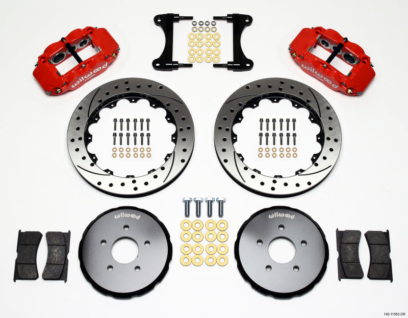 Wilwood Narrow Superlite 6R Front Hat Kit 13.06in Drill Red Nissan 370Z/Fiti G37 Big Brake Kits Wilwood