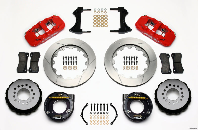 Wilwood AERO4 Rear P-Brake Kit 14.00in Red Chevy C-10 2.42 Offset 5-lug Big Brake Kits Wilwood