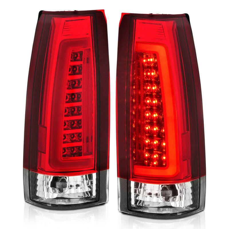 ANZO 1999-2000 Cadillac Escalade LED Taillights Chrome Housing Red/Clear Lens Pair Tail Lights ANZO