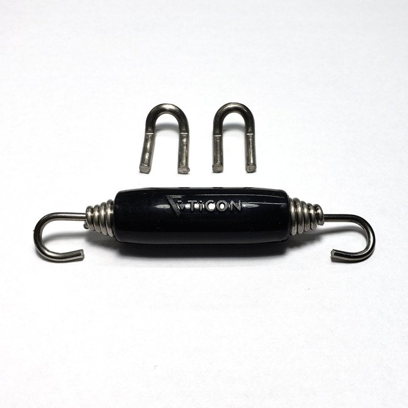 Ticon Industries Black Silicone Titanium Spring Tab and Spring Kit (2 Tabs/1 Spring) - Single Kit Exhaust Hooks Ticon
