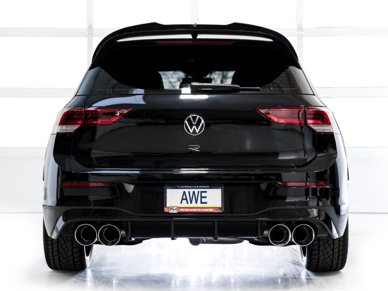 AWE MK8 Volkswagen Golf R 3in Track Edition Quad Exhaust - Chrome Silver Tips Catback AWE Tuning