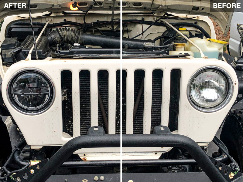 Raxiom 97-18 Jeep Wrangler TJ/JK Axial Series LED Headlights- Black Housing (Clear Lens) Headlights Raxiom