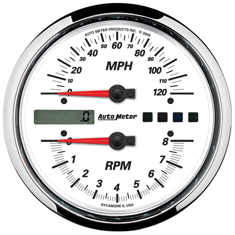 Autometer Pro-Cycle Gauge Tach/Speedo 4 1/2in 8K Rpm/120 Mph White Gauges AutoMeter