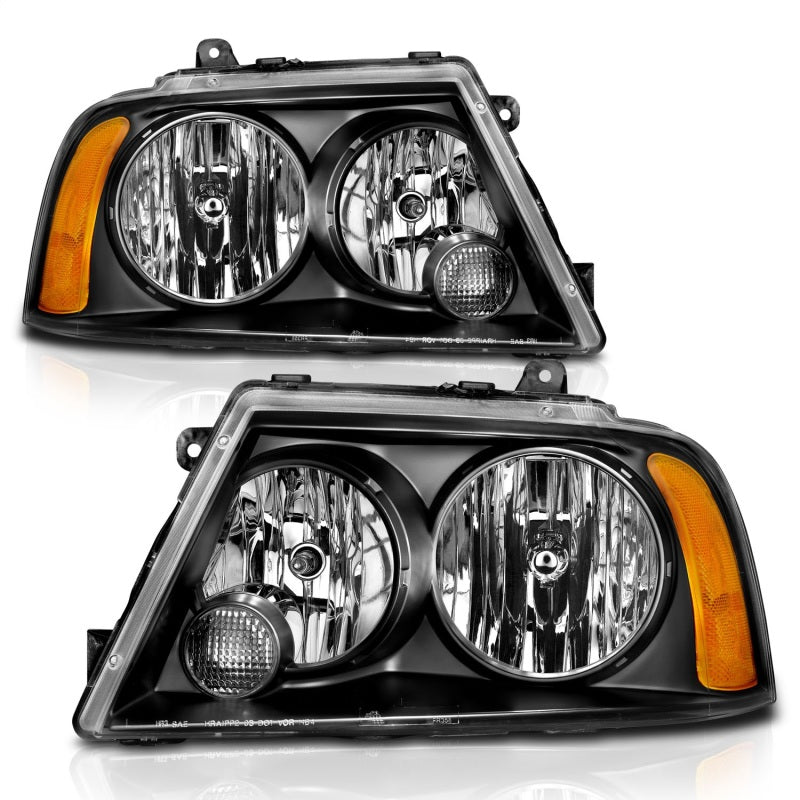 ANZO 2003-2006 Lincoln Navigator Crystal Headlights Black Headlights ANZO