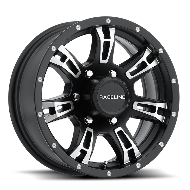 Raceline 840 Arsenal 15x6in / 6x139.7 BP / 0mm Offset / 4.25mm Bore - Black & Machined Wheel Wheels - Cast Raceline
