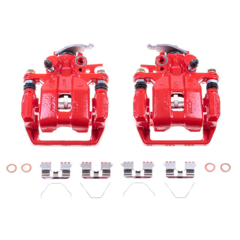 Power Stop 13-17 Honda Accord Rear Red Calipers w/Brackets - Pair Brake Calipers - Perf PowerStop