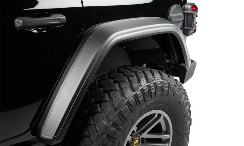 Bushwacker 18-21 Jeep Wrangler JL (2-Door & 4-Door) Flat Style Flares 4pc - Black Fender Flares Bushwacker