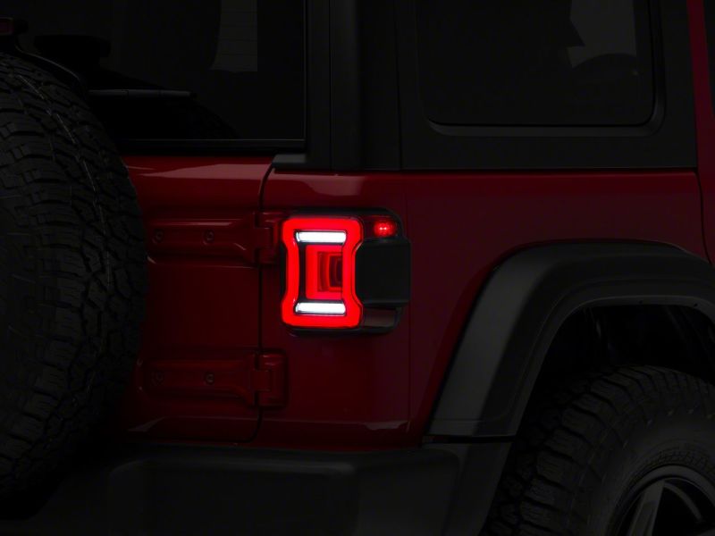 Raxiom 18-23 Jeep Wrangler JL Horizon LED Tail Lights- BlkHousing- Red Lens Tail Lights Raxiom