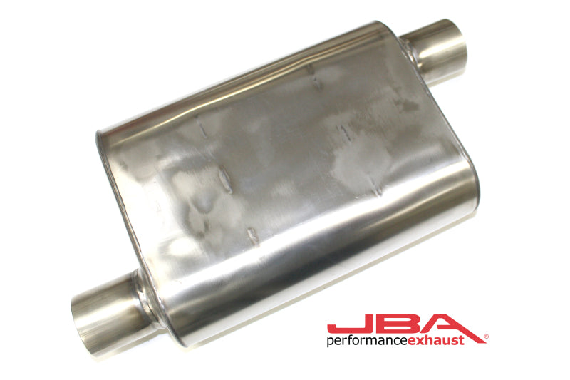 JBA Universal Chambered Style 304SS Muffler 13x9.75x4 2.5in Inlet Diameter Offset/Offset Muffler JBA