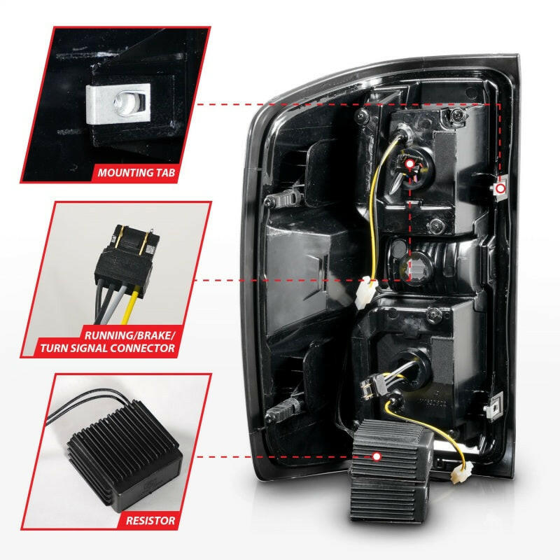 ANZO 15-19 Chevrolet Silverado 2500 HD/3500 HD LED Taillight w/ Sequential Black Housing/Smoke Lens Tail Lights ANZO