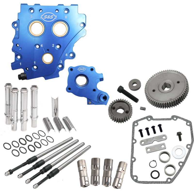 S&S Cycle 2006 Dyna/2007+ BT Gear Drive Cam Chest Kit w/o Cam - Chrome Pushrod Tubes Cam Gears S&S Cycle