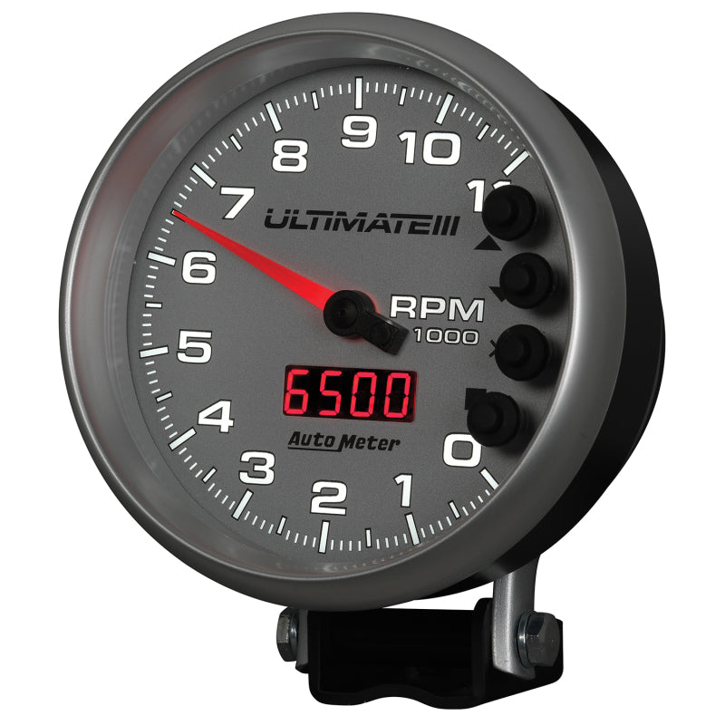 Autometer 5 inch Ultimate III Playback Tachometer 11000 RPM - Silver Performance Monitors AutoMeter
