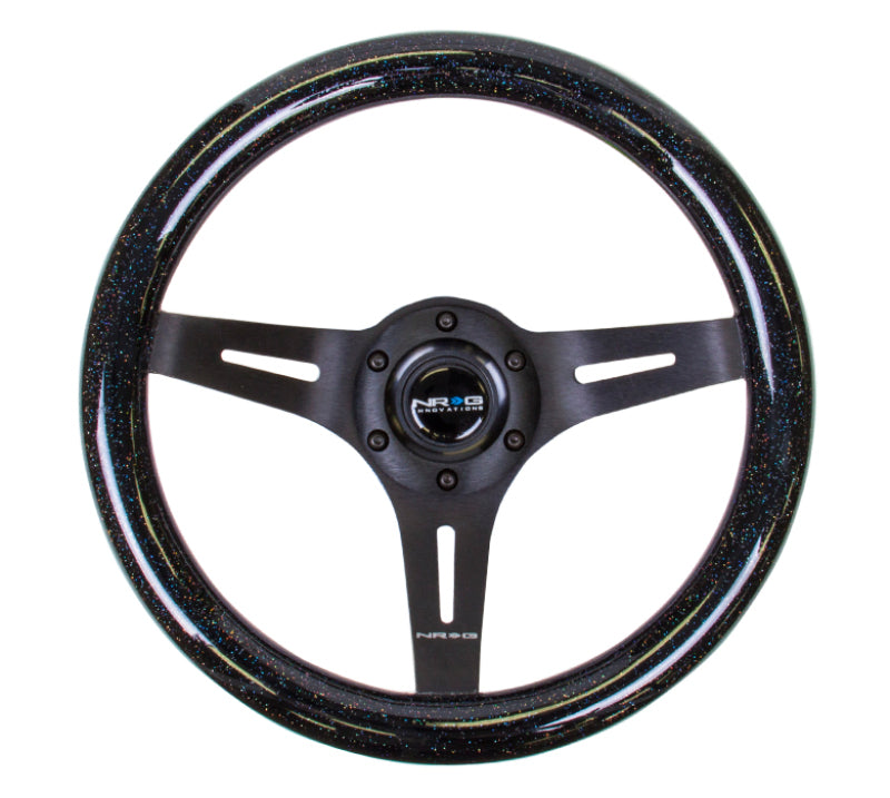 NRG Classic Wood Grain Steering Wheel (310mm) Black Sparkle w/Blk 3-Spoke Center Steering Wheels NRG