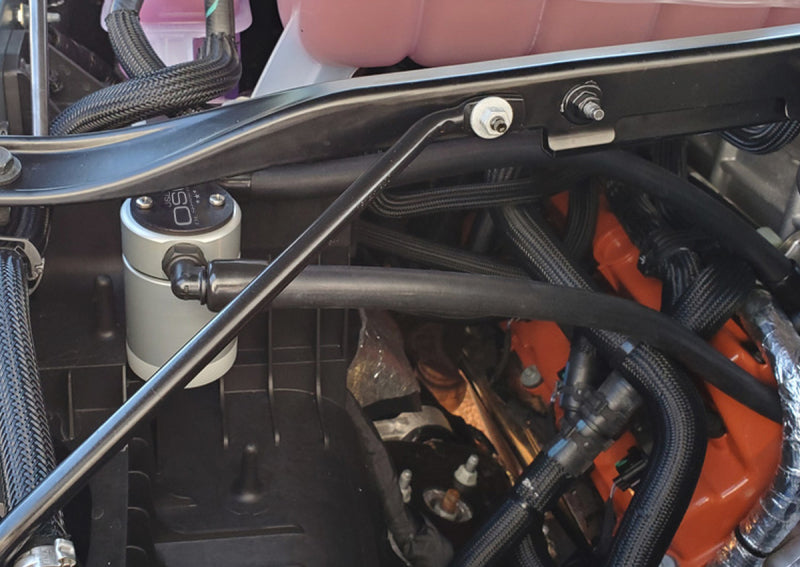 J&amp;L 2021-2024 Ram TRX 6.2L Supercharged Passenger Side Oil Separator 3.0 - Clear Anodized Oil Separators J&L