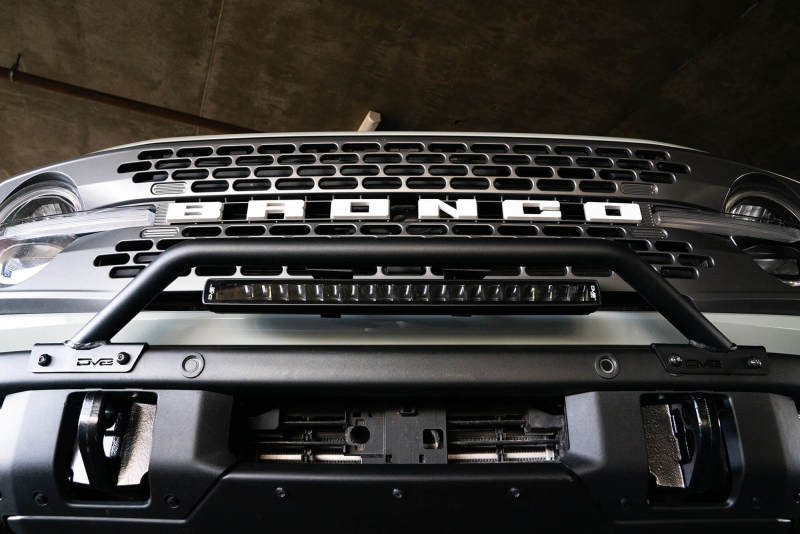 DV8 Offroad 2021-2022 Ford Bronco (Not For Factory Plastic Bumper) Factory Bumper Bull Bar - Black Light Mounts DV8 Offroad