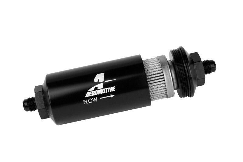 Aeromotive In-Line Filter - (AN-6 Male) 40 Micron Stainless Mesh Element Bright Dip Black Finish Fuel Filters Aeromotive