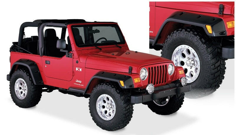 Bushwacker 97-06 Jeep TJ Max Pocket Style Flares 4pc - Black Fender Flares Bushwacker