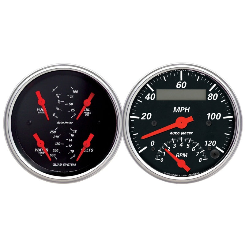 Autometer Designer 3-3/8in In-Dash Kit Box-Tach Speedo Combo & Elec Oil Press, H2O Temp, Volt, Fuel Gauges AutoMeter