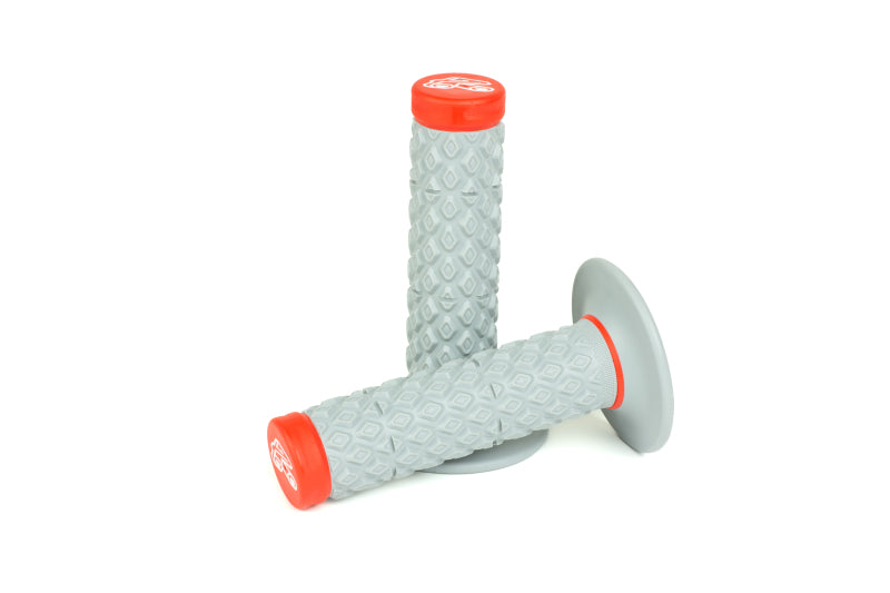 Renthal Soft/Firm MX Dual Compound Grips Tapered 1/2 Waffle - Gray/Red Grips Renthal
