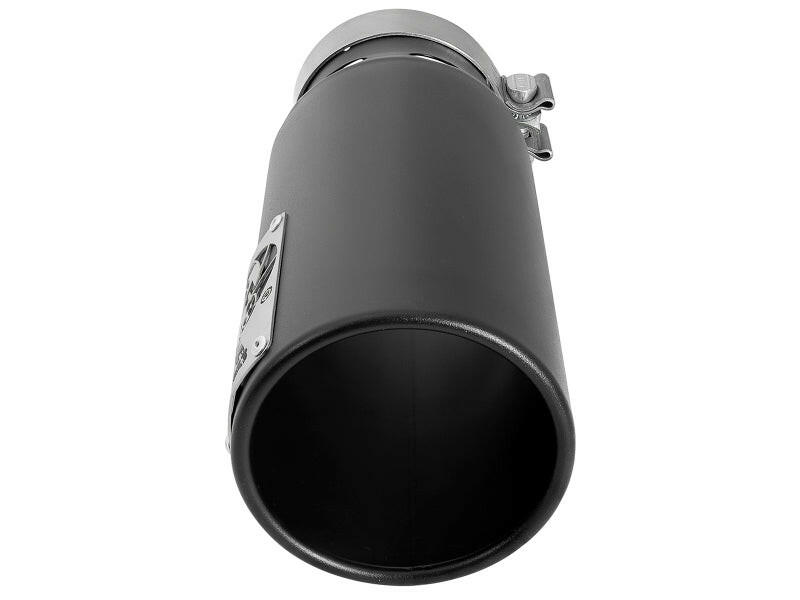 aFe SATURN 4S 4in SS Intercooled Exhaust Tip - Black 4in In x 5in Out x 12in L Bolt-On Tips aFe