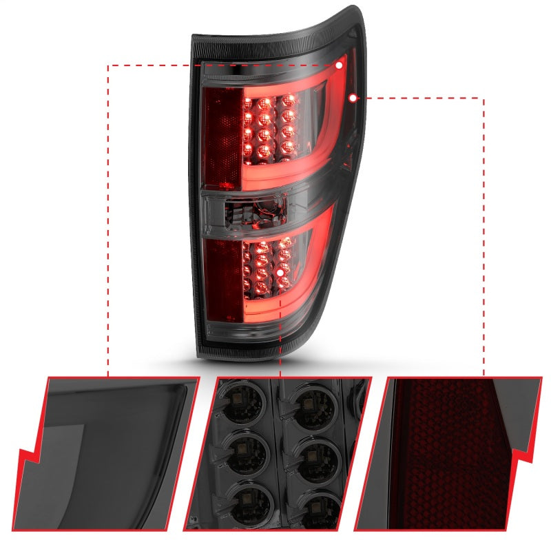 ANZO 2009-2013 Ford F-150 LED Taillights Smoke Tail Lights ANZO