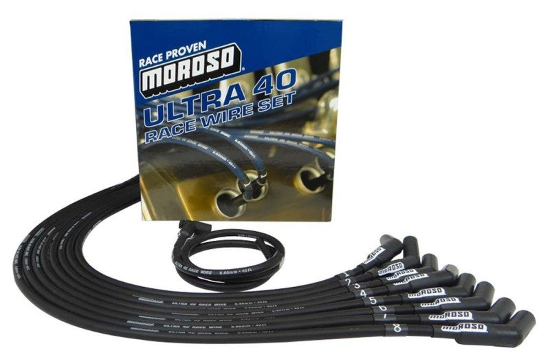 Moroso Chevrolet Big Block Ignition Wire Set - Ultra 40 - Unsleeved - HEI - 135 Degree - Black Spark Plug Wire Sets Moroso