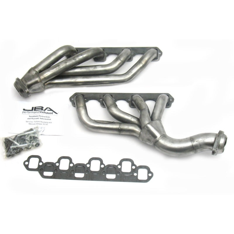 JBA 65-73 Ford Mustang 351W SBF w/T-5/Cable Clutch 1-5/8in Primary Raw 409SS Mid Length Header Headers & Manifolds JBA