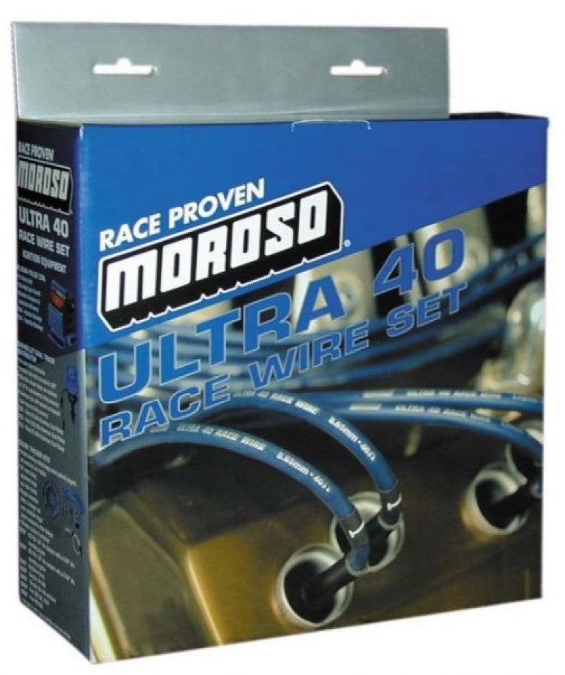 Moroso Chevrolet Small Block Ignition Wire Set - Ultra 40 - Unsleeved - HEI - Under Header - Black Spark Plug Wire Sets Moroso