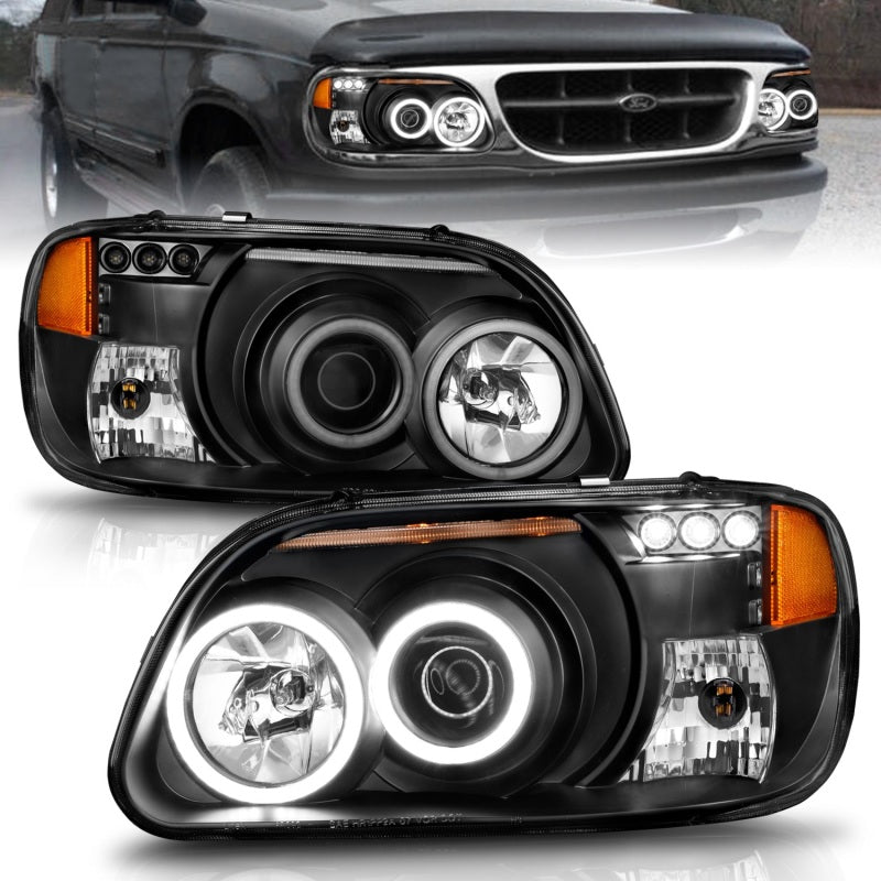 ANZO 1995-2001 Ford Explorer Projector Headlights w/ Halo Black 1 pc Headlights ANZO