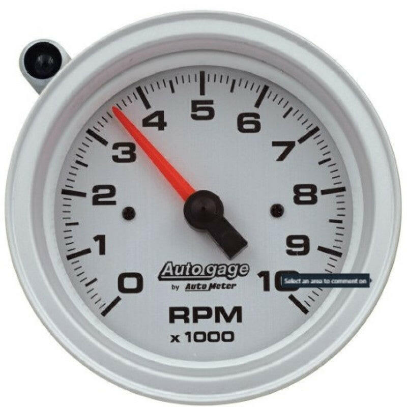 AutoMeter Tachometer Gauge 10K RPM 3 3/4in Pedestal w/Ext. Shift-Light - Silver Dial/Black Case Performance Monitors AutoMeter