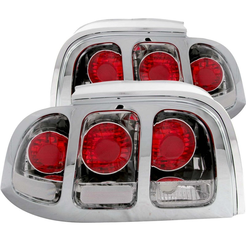 ANZO 1994-1998 Ford Mustang Taillights Chrome Tail Lights ANZO