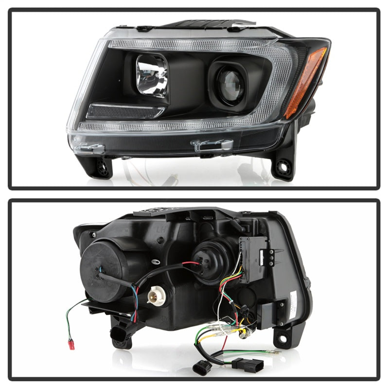 Spyder 11-13 Jeep Grand Cherokee (Xenon/HID Model Only) Light Bar Projector Headlights - Black Headlights SPYDER