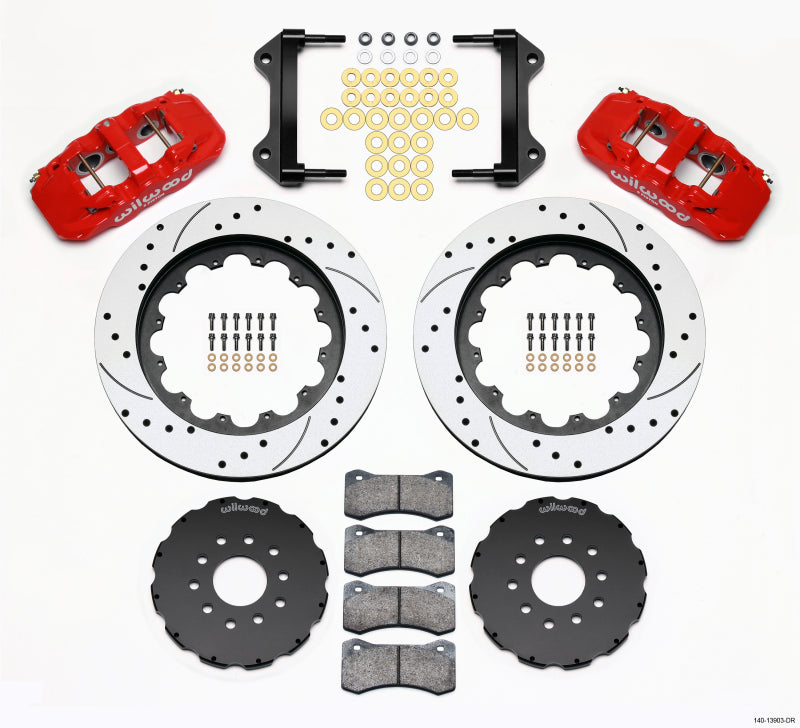 Wilwood AERO6 Front Hat Kit 15.00 Drilled Red 97-04 Corvette C5/Z06 05-13 C6 Big Brake Kits Wilwood