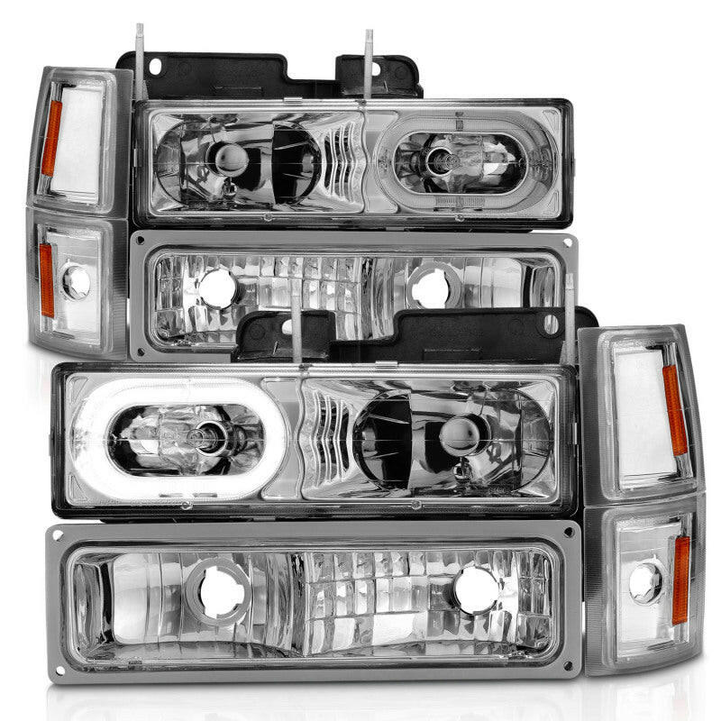 ANZO 88-98 Chevrolet C1500 Crystal Headlights Chrome Housing w/ Signal and Side Marker Lights Headlights ANZO