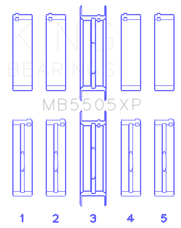 King Engine Bearings Ford V8 351ci 5.8L / 400ci 6.6L 16V (Size STDX Oversized) Main Bearing Set Bearings King Engine Bearings