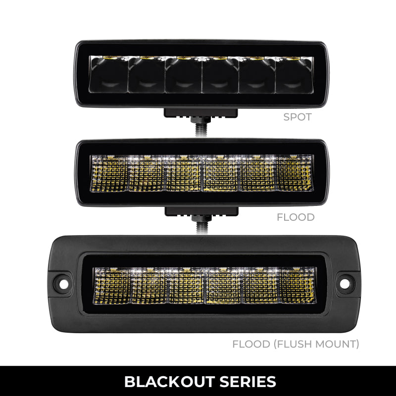 Go Rhino Xplor Blackout Series Sixline LED Spot Light Kit (Surface/Threaded Stud Mount) - Blk (Pair) Light Bars & Cubes Go Rhino