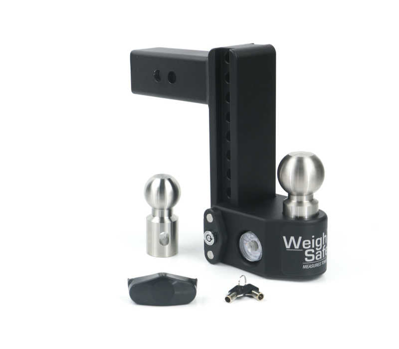 Weigh Safe 8in Drop Hitch w/Built-in Scale & 2.5in Shank (10K/22K GTWR) - Steel Hitch Ball Mounts Weigh Safe