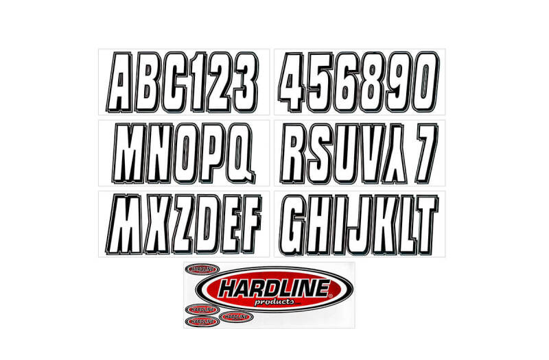Hardline Boat Lettering Registration Kit 3 in. - 320 Transparent Clear/Black Stickers/Decals/Banners Hardline