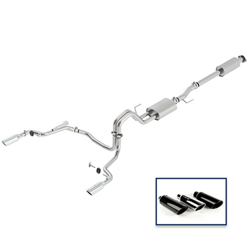 Ford Racing 15-18 F-150 5.0L Cat-Back Touring Exhaust System - Rear Exit Chrome Tips Catback Ford Racing