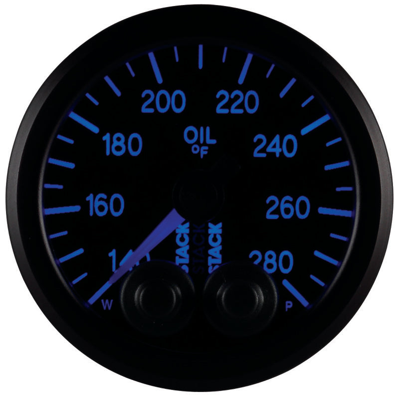 Autometer Stack Instruments 52mm 140-280 Deg F 1/8in NPTF Male Pro Control Oil Temp Gauge - Black Gauges AutoMeter