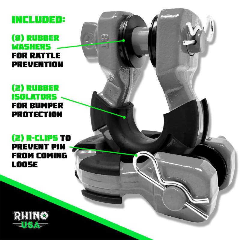 Rhino USA 8T Super Shackle 2-Pack (Gray) Shackle Kits Rhino USA